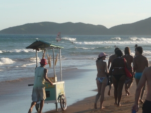 An Acai cart on the beach in Buzios, Brazil